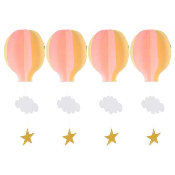 LOLIPPYY 4Pcs Hot Air Balloon Hanging Decorations Multi Color Paper Garland for Classroom Party Decor