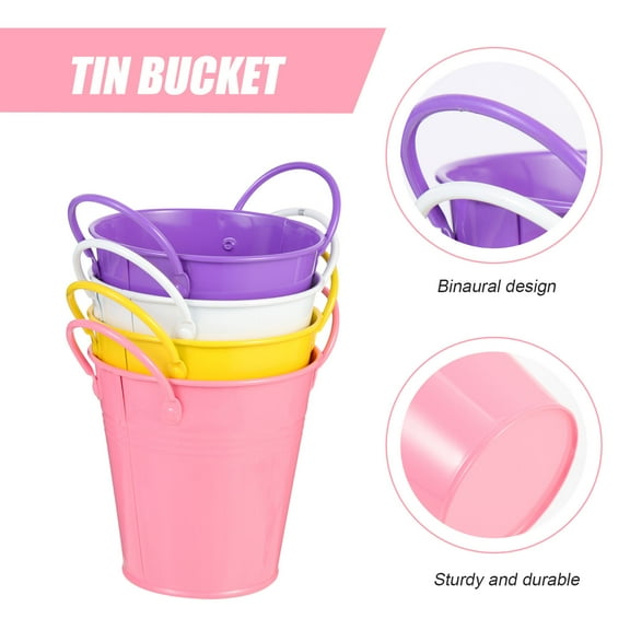 LOLIPPYY 4Pcs Iron Flower Pot Flower Holders Pink Color picture powder Planting Home Use