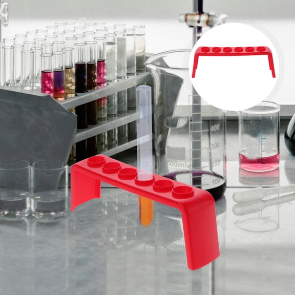 LOLIPPYY 4-Pack Red Plastic Lab Tube Racks for Chemistry Experiments, Laboratory Use and Science Classroom Supplies