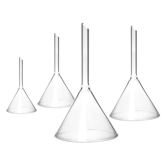 LOLIPPYY 4-Pack Glass Laboratory Funnels Set, Reusable Science Supplies for School Experiments and Educational Use