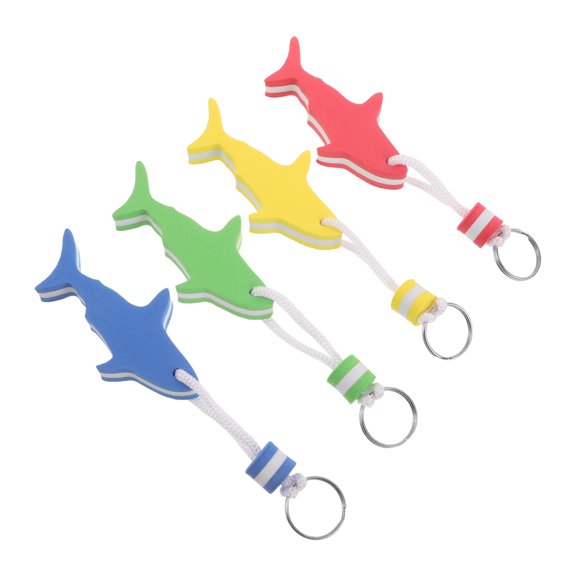 LOLIPPYY 4Pcs Lightweight Shark Shape Floating Keychain for Kayak Boating and Outdoor Use
