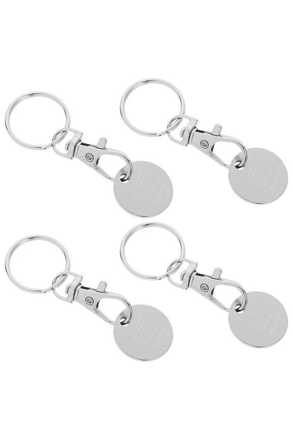 4Pcs Lightweight Stainless Steel Shopping Cart Token Keychain Easy Carry Grocery Token