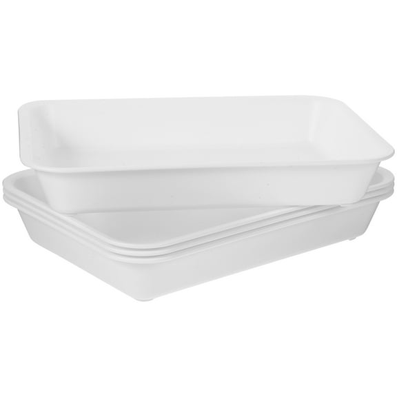 LOLIPPYY 4Pcs Lightweight White Serving Tray with Stable Rubber Pads for Food Service