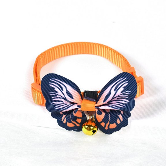 LOLIPPYY 4Pcs Lovely Adjustable Pet Collar Bell Necklace Stylish Pattern Durable PU Material