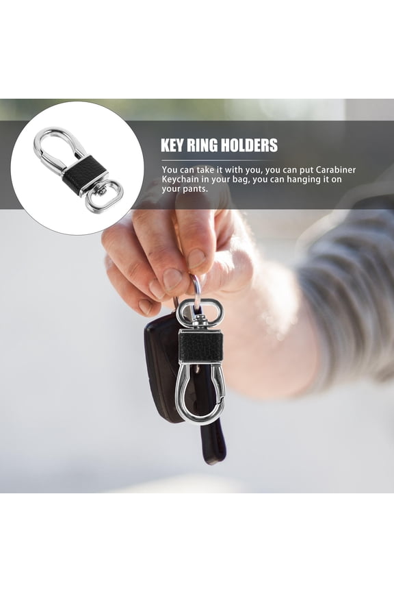 4Pcs Mens Keychain Key Hooks Keychain Hanging Accessories Black PU