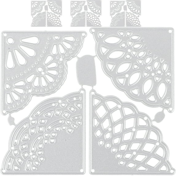 LOLIPPYY 4-Pack Metal Cutting Dies with Lace Pattern for Scrapbooking, Card Making, Crafts, Stencils, and Die Cut Molds