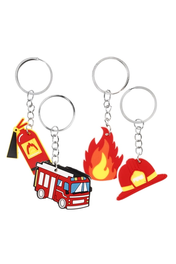 4Pcs Metal Firefighter Keychain Pendant Small Decorative Bag Pendant for Home Use