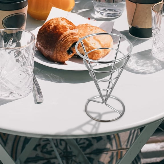 LOLIPPYY 4Pcs Metal Spiral Cone French Fry Holder Basket for Snacks Suitable for Family Gatherings