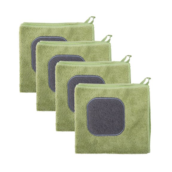 LOLIPPYY 4Pcs Microfiber Kitchen Dish Towels Green for Streak Free Lint Free Multipurpose Cleaning
