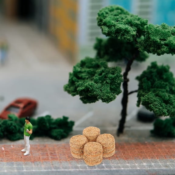 LOLIPPYY 4Pcs Mini Hay Bales For Centerpieces With Haystack Light Brown Scene Decor