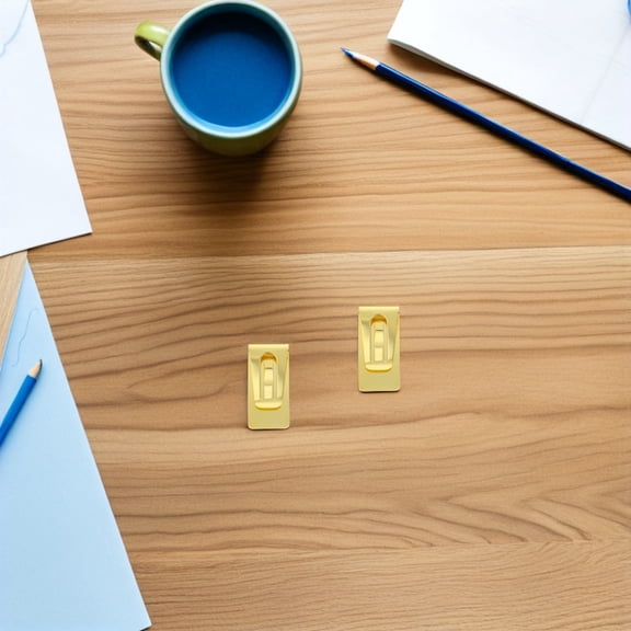 LOLIPPYY 4Pcs Minimalist Stainless Steel Money Clip Golden Metal Cash Holder with Compact Design