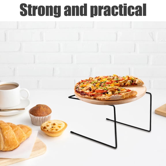 LOLIPPYY 4Pcs Modern Black Metal Pizza Holder Stand for Serving Buffet Parties Or Catering