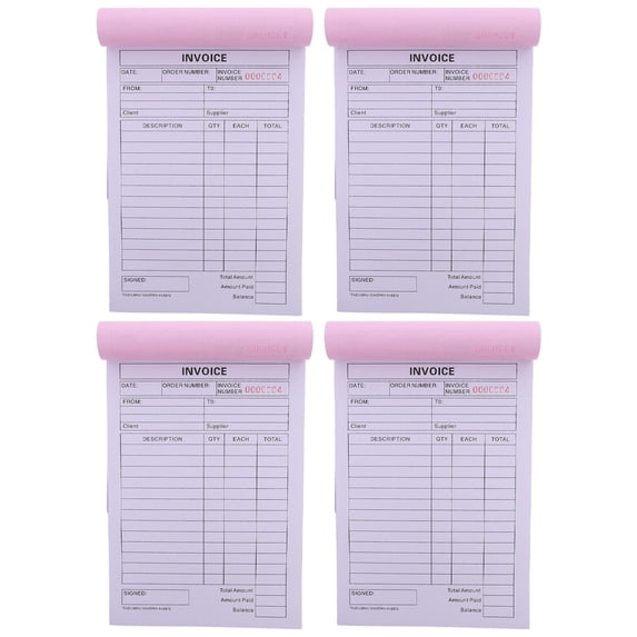 LOLIPPYY 4Pcs Multi Column Order Receipt Book for Business Carbonless Duplicate Invoice Forms
