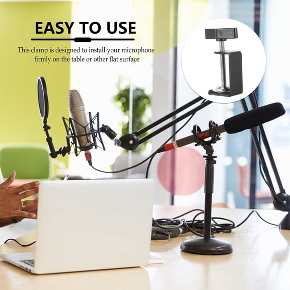 LOLIPPYY 4Pcs Multipurpose Desk Mount Clamps Black Table Clamps with Strong Stainless Steel Base