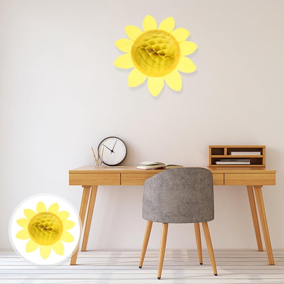 LOLIPPYY 4Pcs Hawaii Party Paper Sunflower Decoration Multipurpose Yellow Hanging Ornaments
