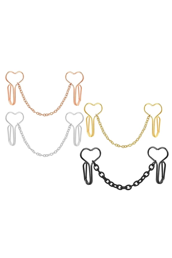 4Pcs Nose Chain Stainless Steel Non Piercing Nose Jewelry for Daily Wear