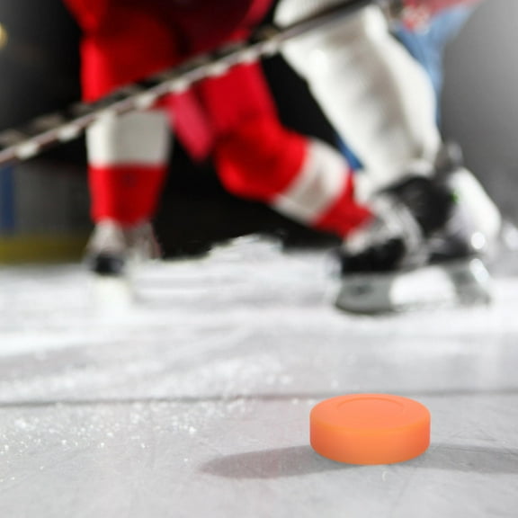 LOLIPPYY 4-Pack Orange Rubber Hockey Pucks PVC Training Accessories for Hockey Practice and Skill Development