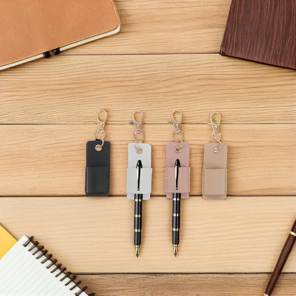 LOLIPPYY 4-Pack Portable Pen Pouches with Badge Clip, Assorted Colors, Travel and Office Pen Holder Organizer