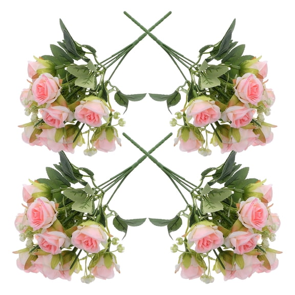 LOLIPPYY 4-Pack Artificial Rose Bouquets, Realistic Faux Flower Arrangements for Wedding, Valentines Day, Home & Party Decoration