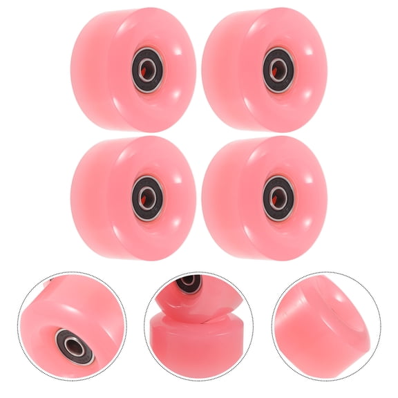 LOLIPPYY 4Pcs Pink Roller Skate Wheels Durable Abrasion Resistant PU for Double Row Roller Skates Outdoor Use