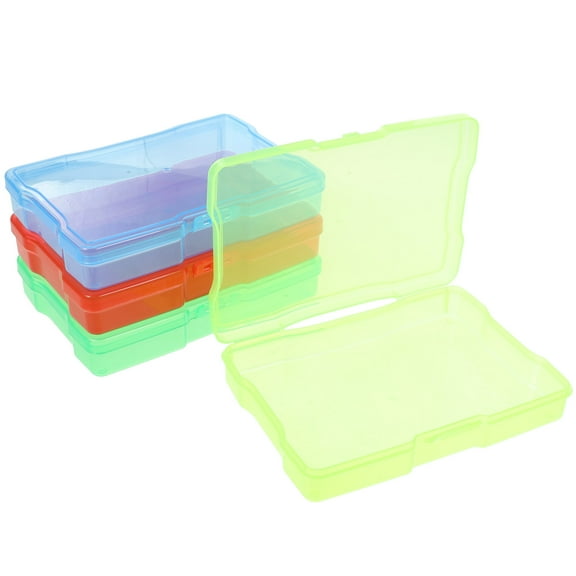 LOLIPPYY 4Pcs Plastic Card Organizer Box with Dividers Multipurpose Clear Storage for Office School Use