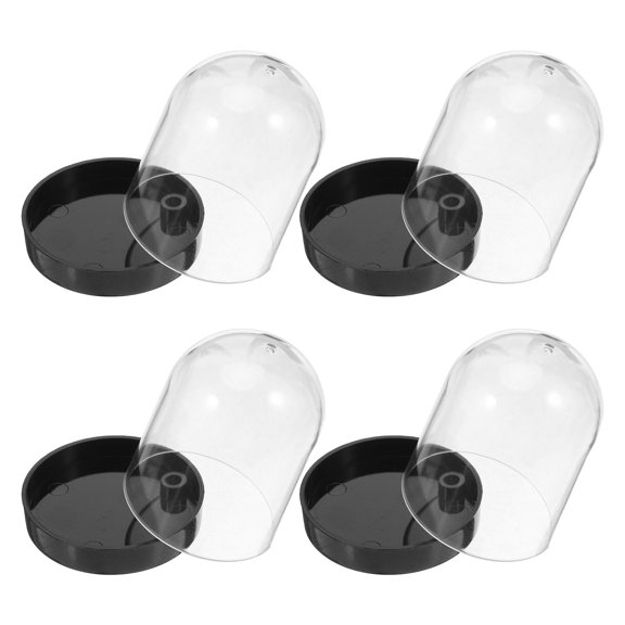 LOLIPPYY 4-Pack Plastic Display Dome Covers for Flower Arrangements, Holiday Snow Globes, and Plant Cloche