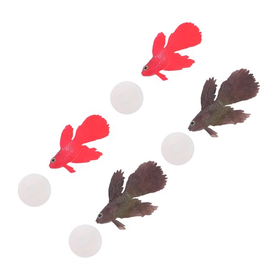 LOLIPPYY 4Pcs Plastic Floating Fish Aquarium Accessories Realistic Betta Fish Model