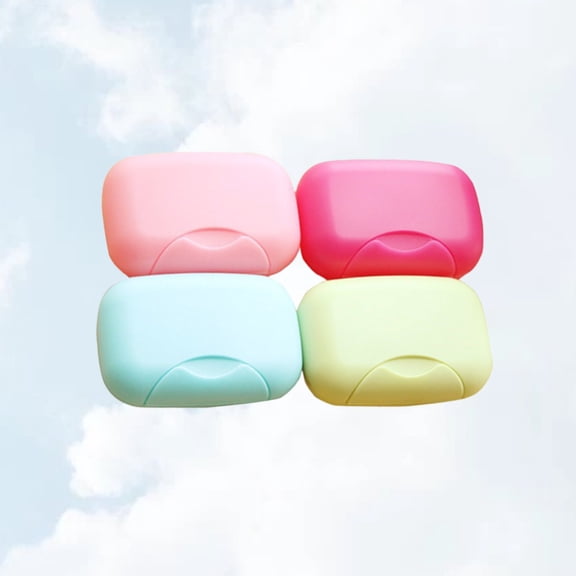 LOLIPPYY 4-Pack Plastic Soap Dish Holder for Bathroom and Kitchen Storage, and Easy to Clean