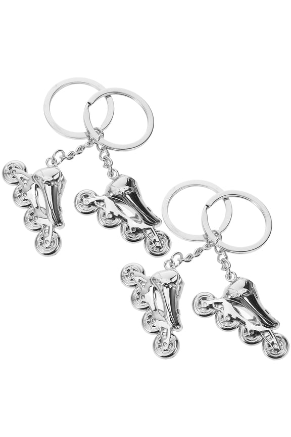 4Pcs Plated Roller Skating Keychain Durable Zinc Alloy Key Ring for Everyday Use