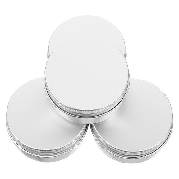 LOLIPPYY 4Pcs Plated Silver Aluminum Cream Cans Durable Round Storage Containers with Leak Proof Lid