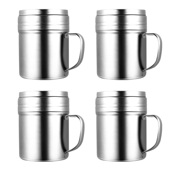 LOLIPPYY 4Pcs Plated Silver Seasoning Boxes Rustless Rotatable Condiment Bottle Set for Cooking and Bbq