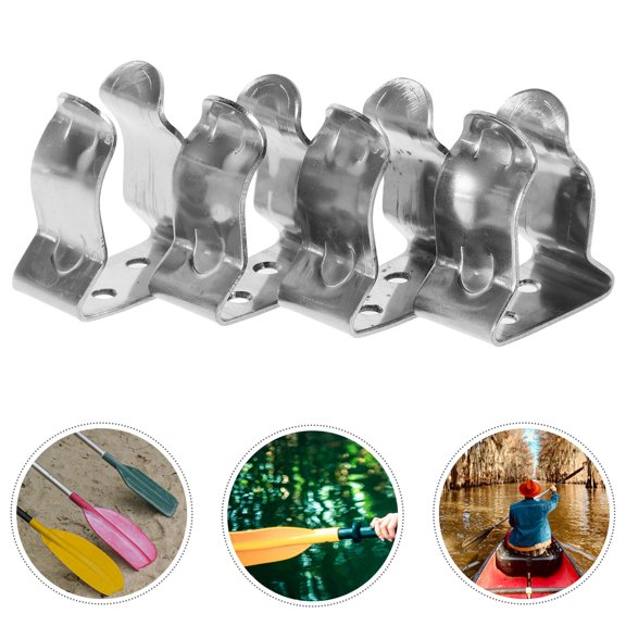 LOLIPPYY 4-Pack Plated Stainless Steel Marine Oar Holder Clamps Boat Mounts for Yachts Kayaks RV Accessories