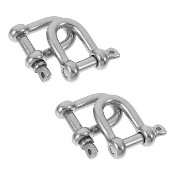 LOLIPPYY 4Pcs Plated Silver Stainless Towing D Rings with Locking Pin for Trucks and Suvs