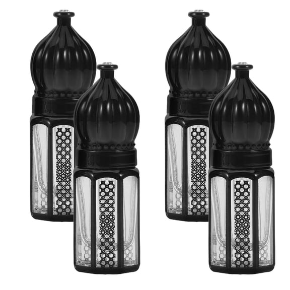 LOLIPPYY 4Pcs Portable Glass Roller Bottles for Essential Oil Perfume Refillable Storage Black