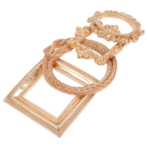 LOLIPPYY 4Pcs Portable Golden Resin Photo Frames Vintage Style for Wedding and Party Decor