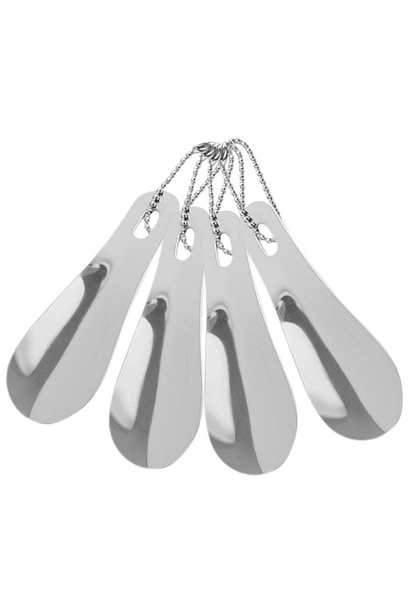 4Pcs Portable Stainless Steel Shoehorn with Keychain Short Handle for Seniors and Adults