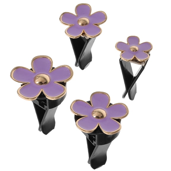 LOLIPPYY 4Pcs Purple Metal Car Vent Clips with Flower Design for Car Interior Decoration and Air Freshener