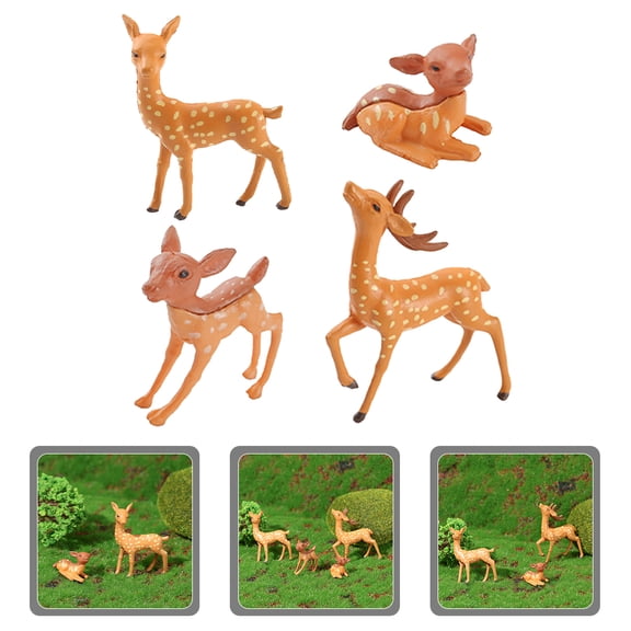 LOLIPPYY Set of 4 Realistic Resin Deer Figurines for Bonsai, Plant Decor, Small Garden Ornaments and Home Decoration