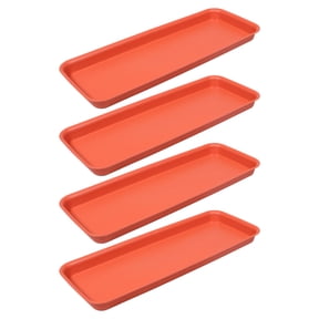 LOLIPPYY 4Pcs Rectangular Planter Drainage Tray Plastic Plant Saucer for Indoor Flower Pots