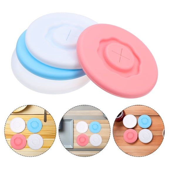 LOLIPPYY 4Pcs Reusable Silicone Mug Covers with Straw Hole Sealing Coffee Cup Lids