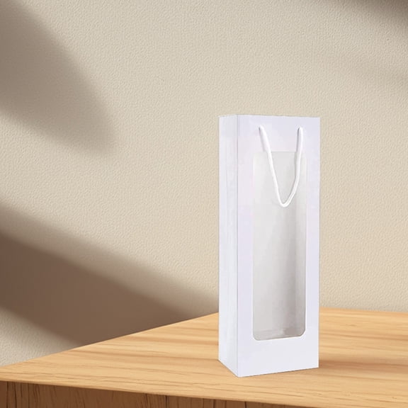 LOLIPPYY Set of 4 Reusable White Paper Bags with Clear Window for Storage, Giving, and Holiday Use