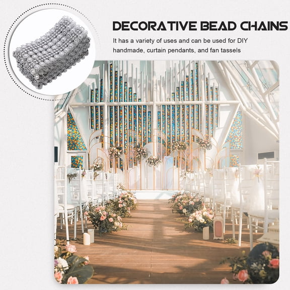 LOLIPPYY 4Pcs Rhinestone Beaded Trim Silver Plastic Cuttable Trim for Holiday Decor Use