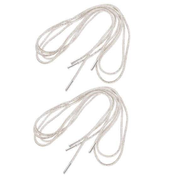 LOLIPPYY 4Pcs Rhinestone Rope Shoe Laces White Sparkly Round Shoelaces for Running Shoes