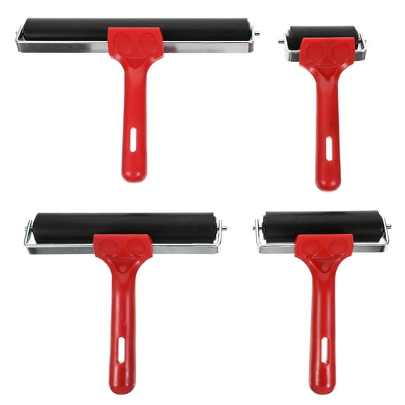 LOLIPPYY Set of 4 Rubber Ink Rollers for Gluing, Printing, Painting, and Crafting Projects