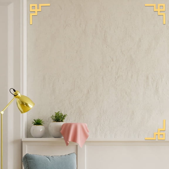 LOLIPPYY 4Pcs Self Adhesive Golden Mirror Corner Onlay Stickers for Kitchen Cabinet Wall Decoration