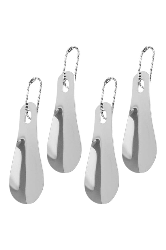 4Pcs Short Shoehorn Stainless Steel Keychains Compact Design for Shoes and Travel