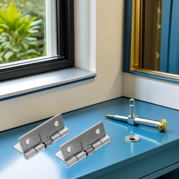 LOLIPPYY 4-Pack Heavy Duty Stainless Steel Spring Door Hinges, Self-Closing, and Easy to Install Hardware Set