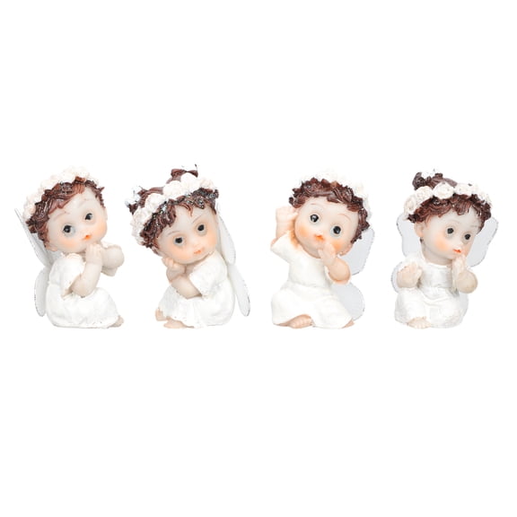 LOLIPPYY 4Pcs Small Angel Ornaments White Resin Study Room Decor