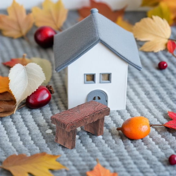 LOLIPPYY 4-Piece Small Brown Resin Miniature Bench Set for Model Making, Garden Decor, Dollhouse Display Accessories