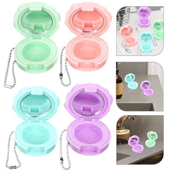 LOLIPPYY 4Pcs Small Cosmetic Jar with Rose Design Assorted Color Refillable Makeup Storage Case